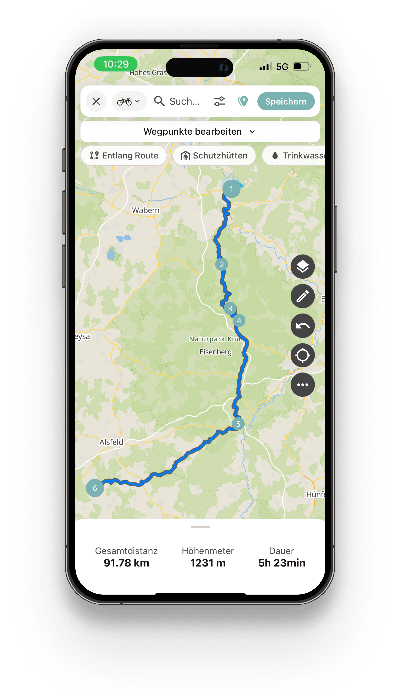 Shelto Routenplaner Mockup
